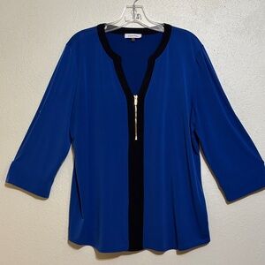 Calvin Klein Blue Blouse with Black Trim
